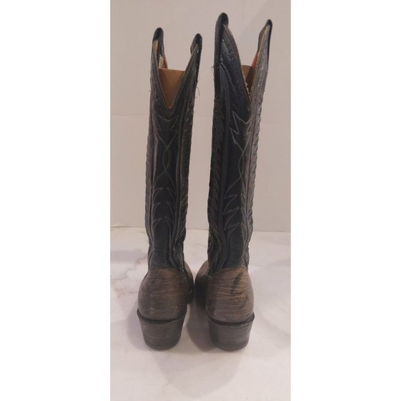 Rare Sanders Gray Ostrich Leg Leather Cowboy Western Boots Women's Size 5B - Picture 6 of 11